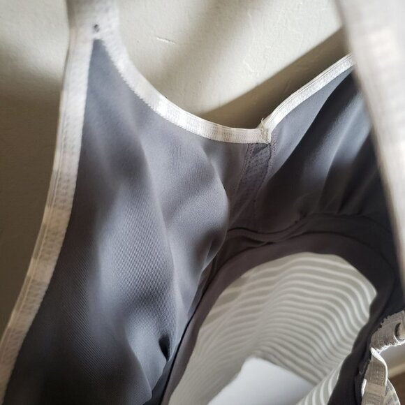 PrAna Striped Filament Tank Top Yoga Criss Cross Back Grey/White Sz Womens Small - Picture 10 of 12